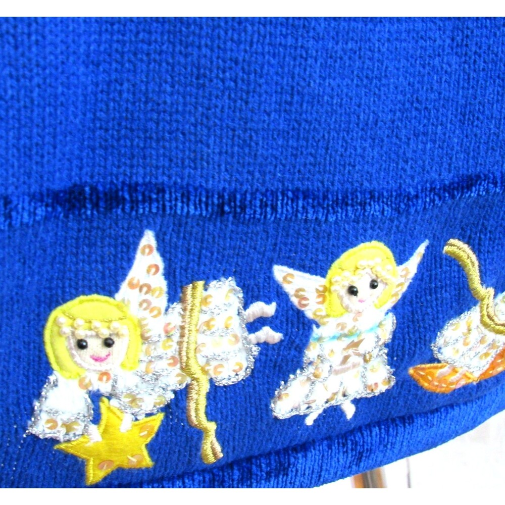 Quacker Factory Blue Angel Christmas Cardigan Sweater Women's Large Embellished - Picture 5 of 7